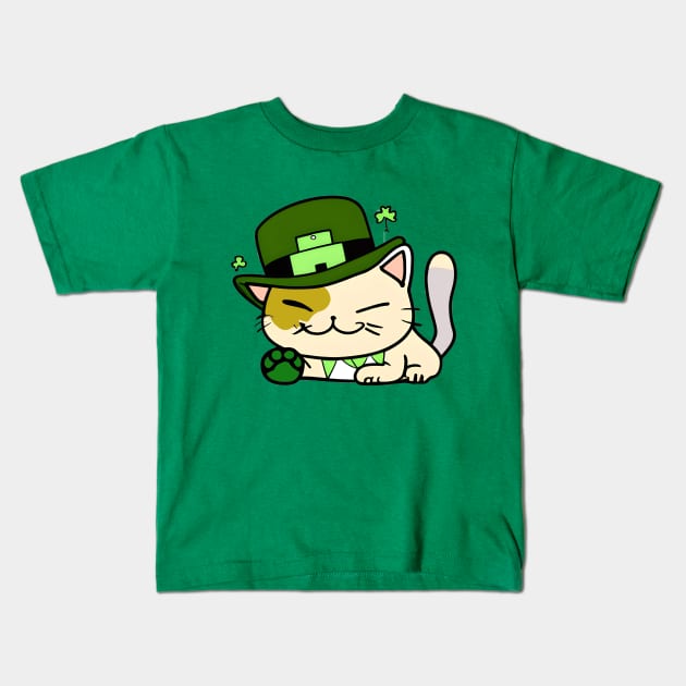 St. Catricks Day - Saint Patrick's Day - Cut Funny Cat - Kawaii Cat Kids T-Shirt by 1FunLife